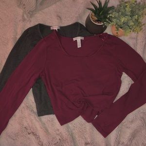SET OF 2 - Long Sleeve Crop Tops